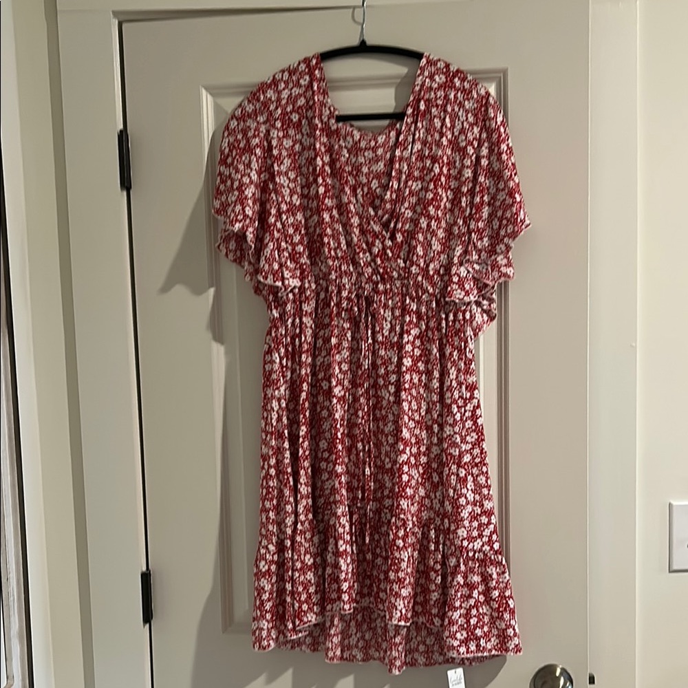 Cupshe Red and White Floral Dress XL